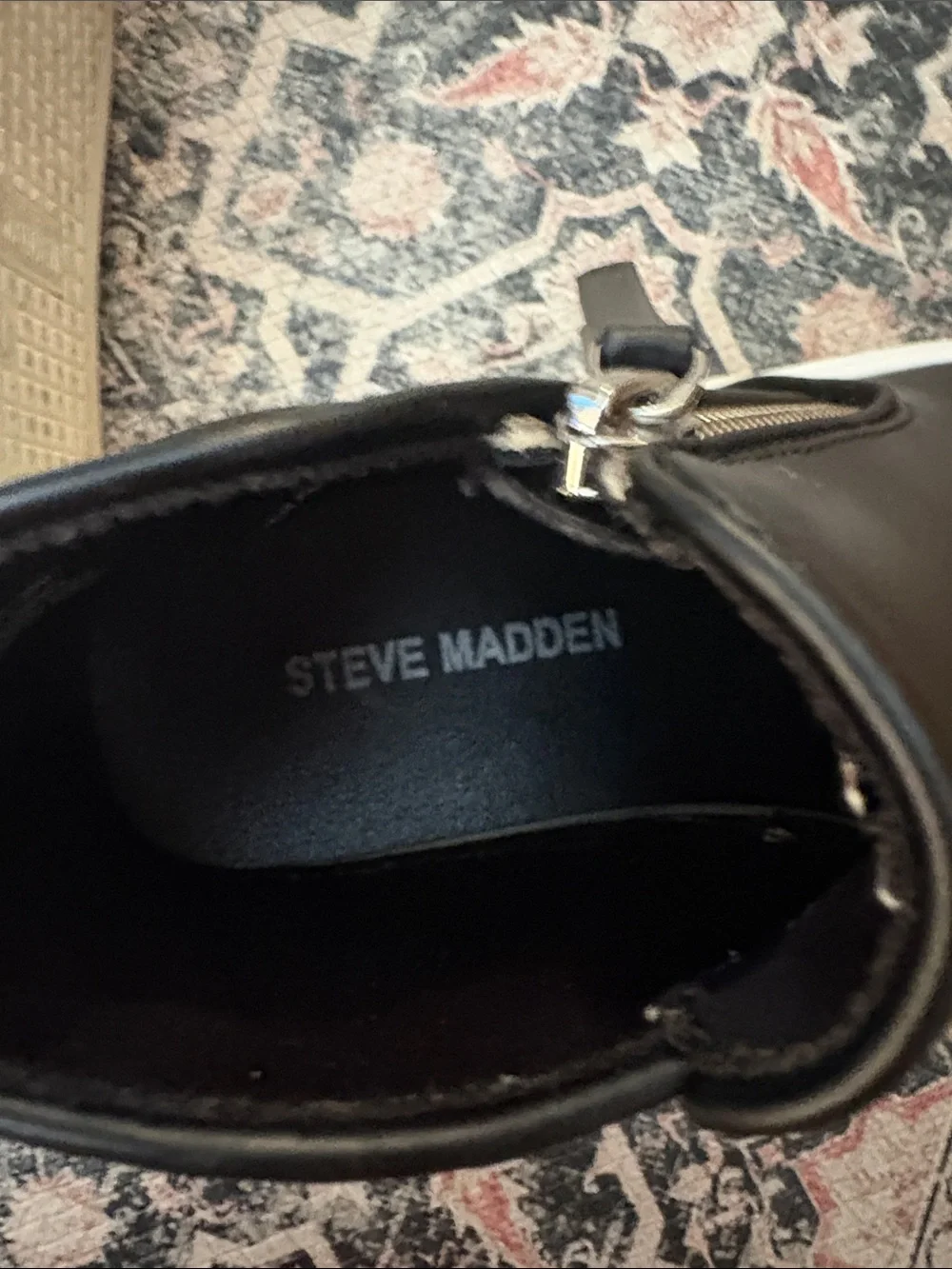 Steve Madden Black Leather Slip-On Boots with White Sole